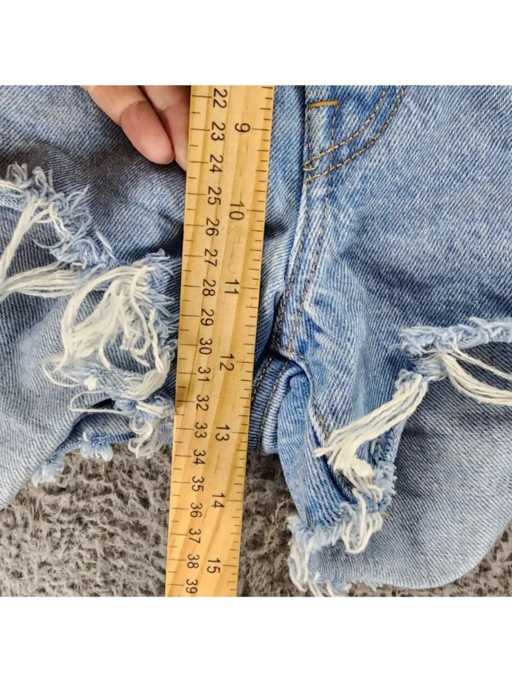Levis Shorts Womens 34 Blue 501 Premium Big E Denim Button Fly Cutoff *Read*
